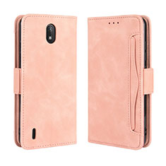 Leather Case Stands Flip Cover Holder BY3 for Nokia C2 Pink