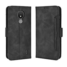 Leather Case Stands Flip Cover Holder BY3 for Nokia C21 Black