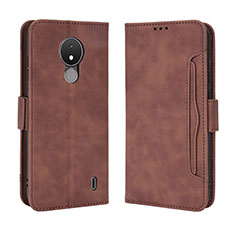 Leather Case Stands Flip Cover Holder BY3 for Nokia C21 Brown