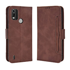 Leather Case Stands Flip Cover Holder BY3 for Nokia C21 Plus Brown