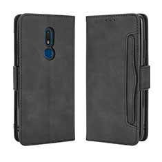 Leather Case Stands Flip Cover Holder BY3 for Nokia C3 Black