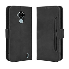 Leather Case Stands Flip Cover Holder BY3 for Nokia C30 Black