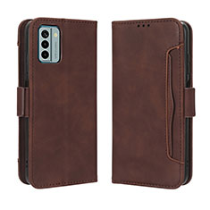 Leather Case Stands Flip Cover Holder BY3 for Nokia G22 Brown