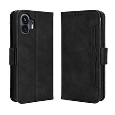 Leather Case Stands Flip Cover Holder BY3 for Nothing Phone 2 Black