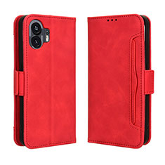 Leather Case Stands Flip Cover Holder BY3 for Nothing Phone 2 Red