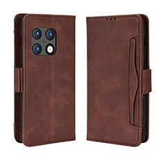 Leather Case Stands Flip Cover Holder BY3 for OnePlus 10 Pro 5G Brown