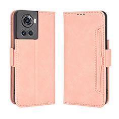 Leather Case Stands Flip Cover Holder BY3 for OnePlus 10R 5G Pink