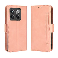 Leather Case Stands Flip Cover Holder BY3 for OnePlus 10T 5G Pink