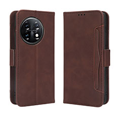 Leather Case Stands Flip Cover Holder BY3 for OnePlus 11 5G Brown