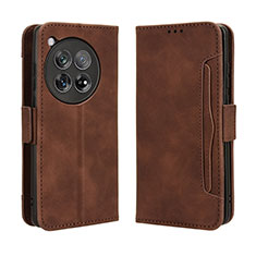 Leather Case Stands Flip Cover Holder BY3 for OnePlus 12 5G Brown