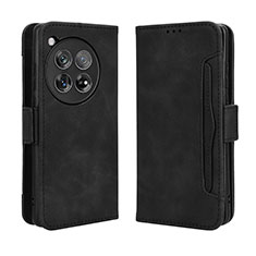Leather Case Stands Flip Cover Holder BY3 for OnePlus 12R 5G Black