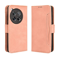 Leather Case Stands Flip Cover Holder BY3 for OnePlus 12R 5G Pink