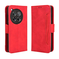 Leather Case Stands Flip Cover Holder BY3 for OnePlus 12R 5G Red