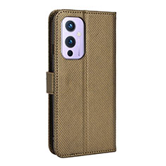 Leather Case Stands Flip Cover Holder BY3 for OnePlus 9 5G Brown