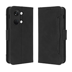 Leather Case Stands Flip Cover Holder BY3 for OnePlus Ace 2V 5G Black