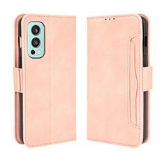 Leather Case Stands Flip Cover Holder BY3 for OnePlus Nord 2 5G Pink