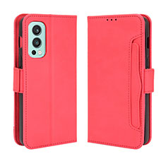 Leather Case Stands Flip Cover Holder BY3 for OnePlus Nord 2 5G Red