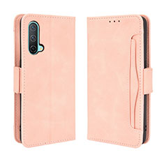 Leather Case Stands Flip Cover Holder BY3 for OnePlus Nord CE 5G Pink