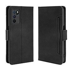 Leather Case Stands Flip Cover Holder BY3 for Oppo A16 Black