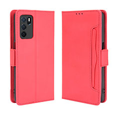 Leather Case Stands Flip Cover Holder BY3 for Oppo A16 Red