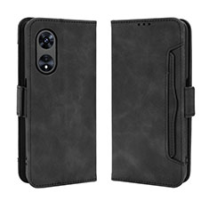 Leather Case Stands Flip Cover Holder BY3 for Oppo A1x 5G Black