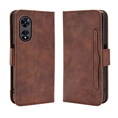 Leather Case Stands Flip Cover Holder BY3 for Oppo A1x 5G Brown