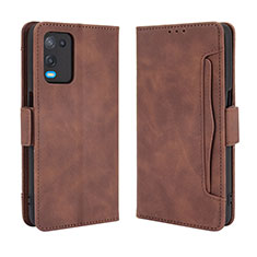 Leather Case Stands Flip Cover Holder BY3 for Oppo A54 4G Brown