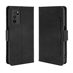 Leather Case Stands Flip Cover Holder BY3 for Oppo A54s Black