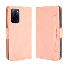 Leather Case Stands Flip Cover Holder BY3 for Oppo A55 5G Pink