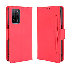 Leather Case Stands Flip Cover Holder BY3 for Oppo A55 5G Red