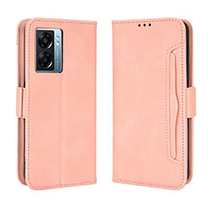 Leather Case Stands Flip Cover Holder BY3 for Oppo A57 5G Pink