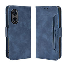 Leather Case Stands Flip Cover Holder BY3 for Oppo A58 4G Blue