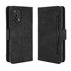 Leather Case Stands Flip Cover Holder BY3 for Oppo A74 4G Black
