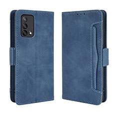 Leather Case Stands Flip Cover Holder BY3 for Oppo A74 4G Blue