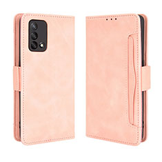 Leather Case Stands Flip Cover Holder BY3 for Oppo A74 4G Pink