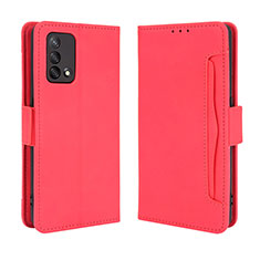 Leather Case Stands Flip Cover Holder BY3 for Oppo A74 4G Red