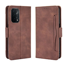 Leather Case Stands Flip Cover Holder BY3 for Oppo A74 5G Brown