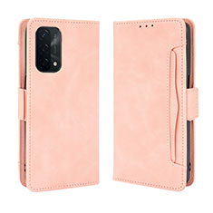 Leather Case Stands Flip Cover Holder BY3 for Oppo A74 5G Pink