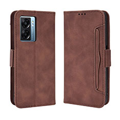 Leather Case Stands Flip Cover Holder BY3 for Oppo A77 5G Brown