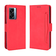 Leather Case Stands Flip Cover Holder BY3 for Oppo A77 5G Red