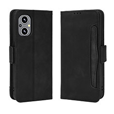 Leather Case Stands Flip Cover Holder BY3 for Oppo A96 5G Black