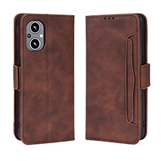 Leather Case Stands Flip Cover Holder BY3 for Oppo A96 5G Brown