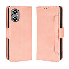 Leather Case Stands Flip Cover Holder BY3 for Oppo A96 5G Pink