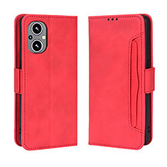 Leather Case Stands Flip Cover Holder BY3 for Oppo A96 5G Red