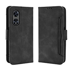 Leather Case Stands Flip Cover Holder BY3 for Oppo A98 5G Black