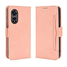 Leather Case Stands Flip Cover Holder BY3 for Oppo A98 5G Pink