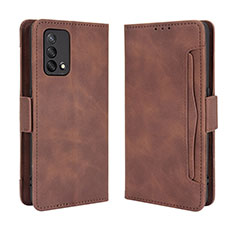 Leather Case Stands Flip Cover Holder BY3 for Oppo F19s Brown