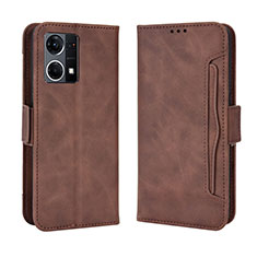 Leather Case Stands Flip Cover Holder BY3 for Oppo F21 Pro 4G Brown