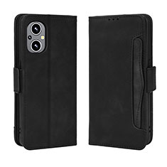 Leather Case Stands Flip Cover Holder BY3 for Oppo F21 Pro 5G Black