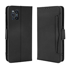 Leather Case Stands Flip Cover Holder BY3 for Oppo Find X3 5G Black